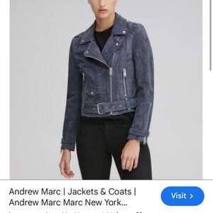 Ladies Andrew Marc Jackets & Coats Gray Suede Moto Jacket. Size M